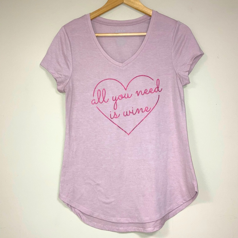 🆕 All You Need is Wine Tshirt Women’s Small Short Sleeve Tee Top Spring Summer